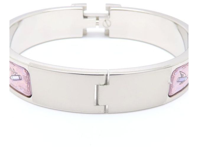 Hermès Hermes Click H Pink Bangle Silvery - view 14