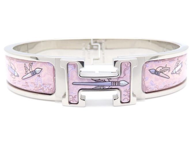 Hermès Hermes Click H Pink Bangle Silvery - view 2