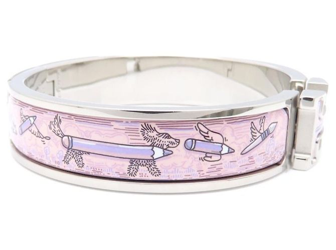 Hermès Hermes Click H Pink Bangle Silvery - view 3