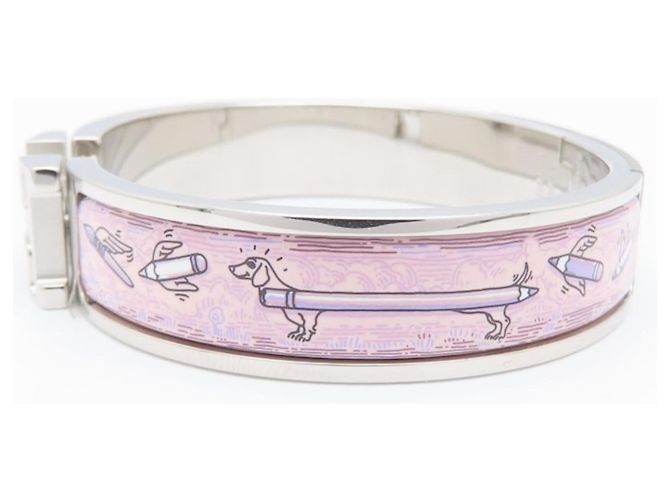Hermès Hermes Click H Pink Bangle Silvery - view 4