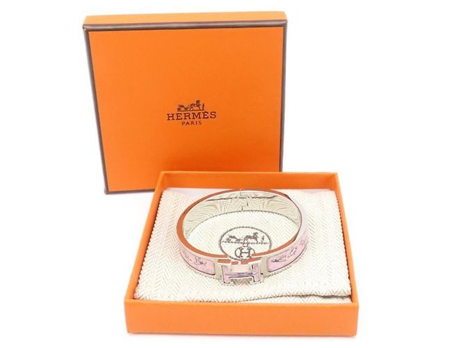 Hermès Hermes Click H Pink Bangle Silvery - view 5