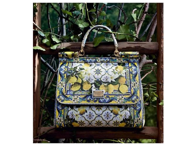 Bolso Dolce & Gabbana Sicily Estampado de Limones Blanco Azul Verde Amarillo - vista 15