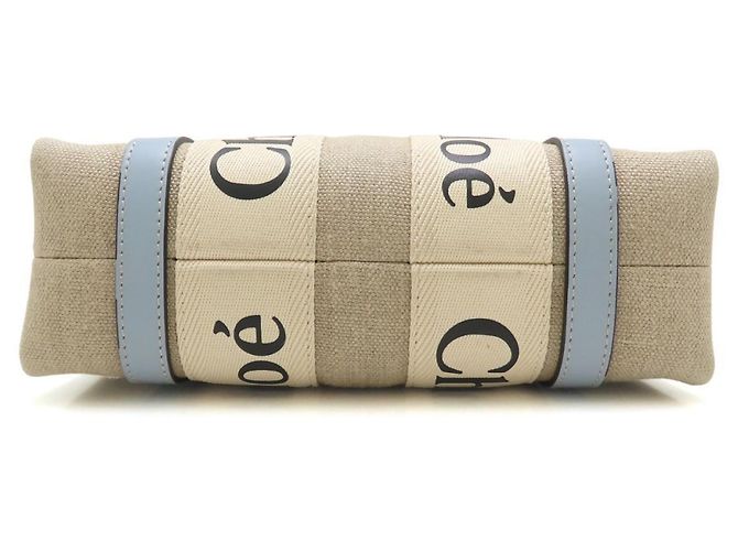 Borsa a mano Chloé Woody Small Tote Bianco Blu chiaro - vista 4