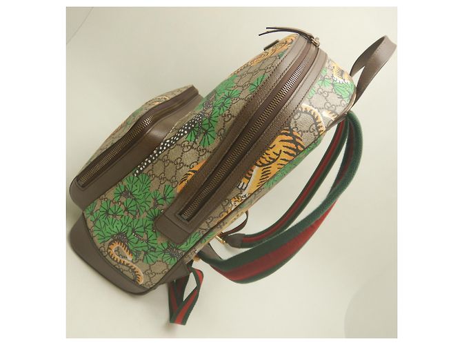 Zaino Gucci Bengal 428027 Beige Verde Giallo - vista 3
