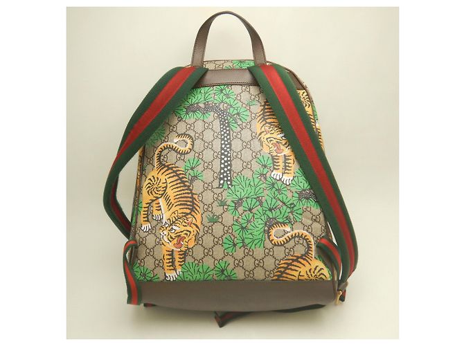 Zaino Gucci Bengal 428027 Beige Verde Giallo - vista 4