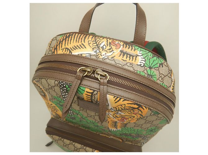Zaino Gucci Bengal 428027 Beige Verde Giallo - vista 5