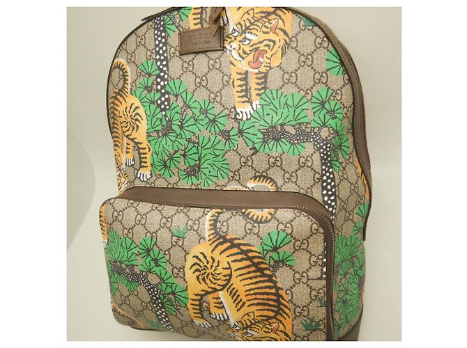 Zaino Gucci Bengal 428027 Beige Verde Giallo - vista 9