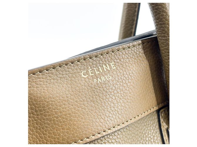 Céline Celine Luggage Smooth Leather Micro Caqui - vista 6
