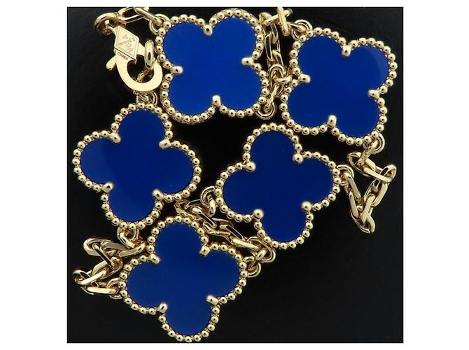 Bracciale Charm Vintage Alhambra in Agata Blu Van Cleef & Arpels D'oro - vista 3