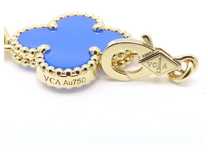 Bracciale Charm Vintage Alhambra in Agata Blu Van Cleef & Arpels D'oro - vista 5