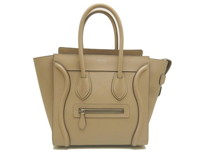 Céline Borsa a mano Celine Luggage Micro Shopper Beige - vista 2
