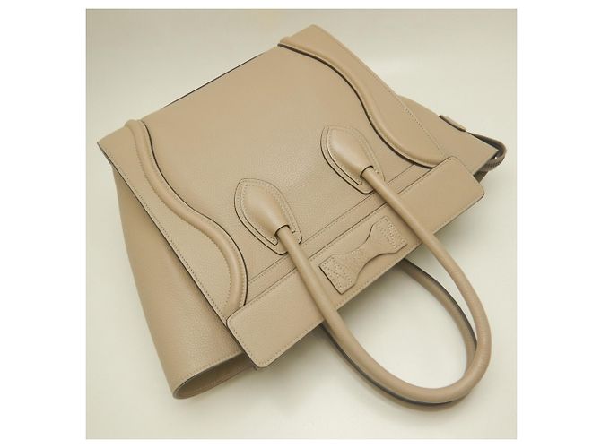 Céline Borsa a mano Celine Luggage Micro Shopper Beige - vista 3