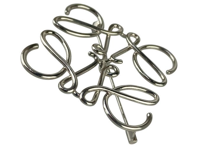 Spilla Loewe Anagram in metallo argentato Argento - vista 2
