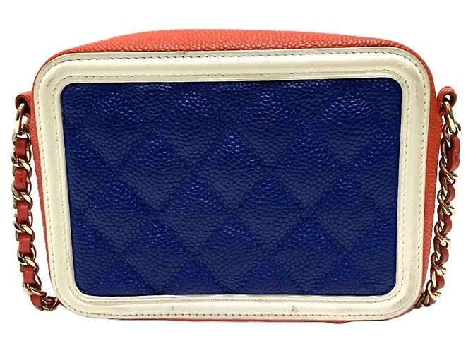 Chanel Coco Mark CC Filigree Schultertasche Weiß Rot Blau - Ansicht 2