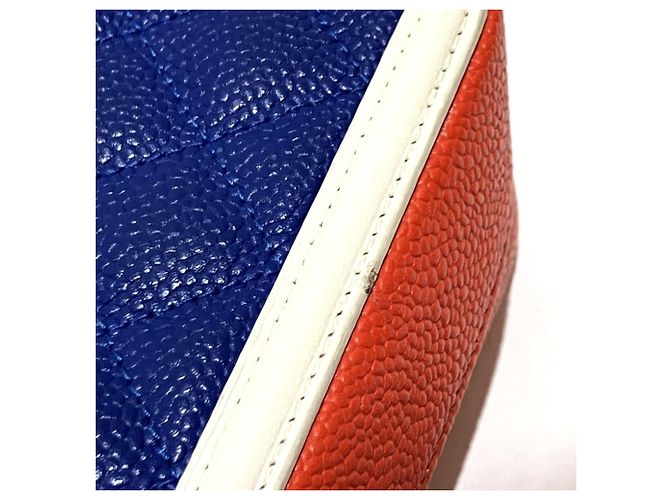 Chanel Coco Mark CC Filigree Schultertasche Weiß Rot Blau - Ansicht 8