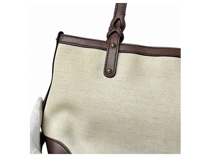 Borsa Tote Gucci in tela e pelle beige e marrone - vista 6