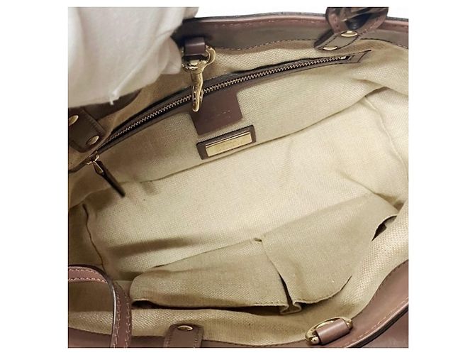 Borsa Tote Gucci in tela e pelle beige e marrone - vista 7