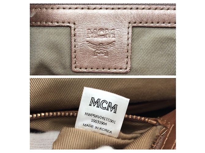 MCM Visetos Anya Champagne Gold Leder Tote/Schultertasche Golden - Ansicht 4