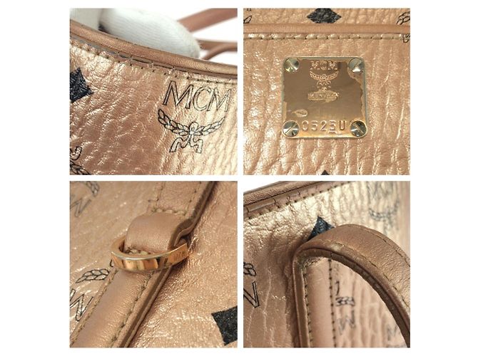 MCM Visetos Anya Champagne Gold Leder Tote/Schultertasche Golden - Ansicht 5