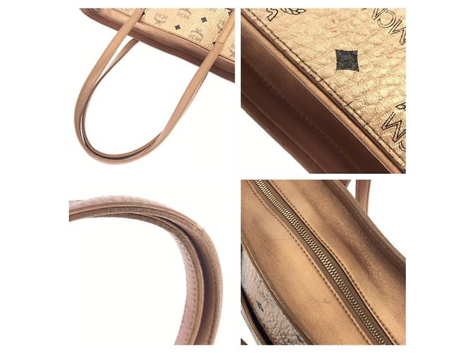 MCM Visetos Anya Champagne Gold Leder Tote/Schultertasche Golden - Ansicht 6