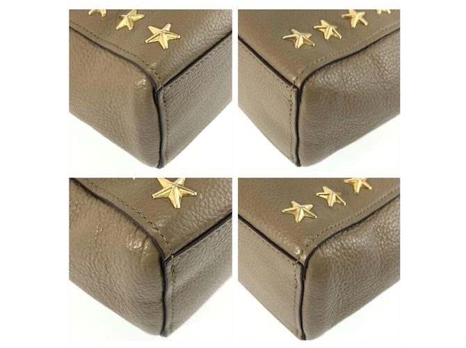 Jimmy Choo Star Studded Pegasus N S Leder Tote/Schultertasche Greige Grau - Ansicht 4