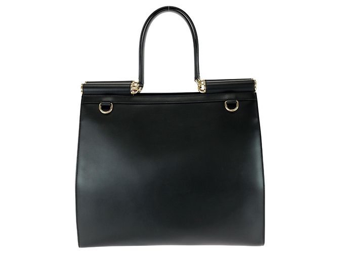 Sac cabas 2-Way en cuir noir Dolce & Gabbana Sicily - vue 2