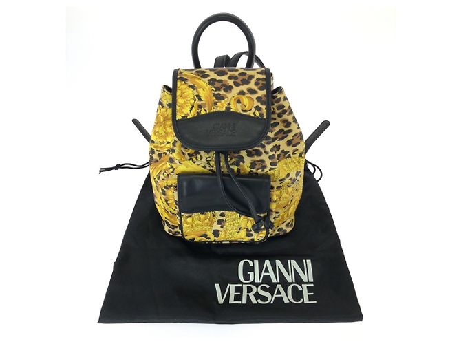 Zaino Versace Vintage con motivo barocco Nero Giallo - vista 10
