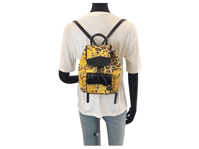 Zaino Versace Vintage con motivo barocco Nero Giallo - vista 6