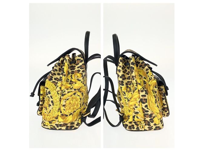 Zaino Versace Vintage con motivo barocco Nero Giallo - vista 7