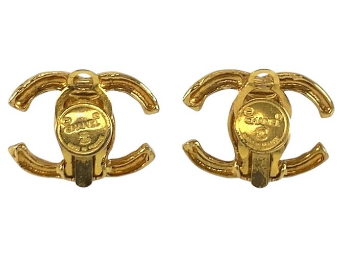 Chanel Vintage Coco Mark vergoldete Ohrringe Golden - Ansicht 2