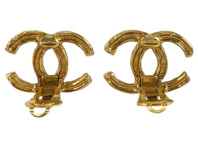 Chanel Vintage Coco Mark vergoldete Ohrringe Golden - Ansicht 3