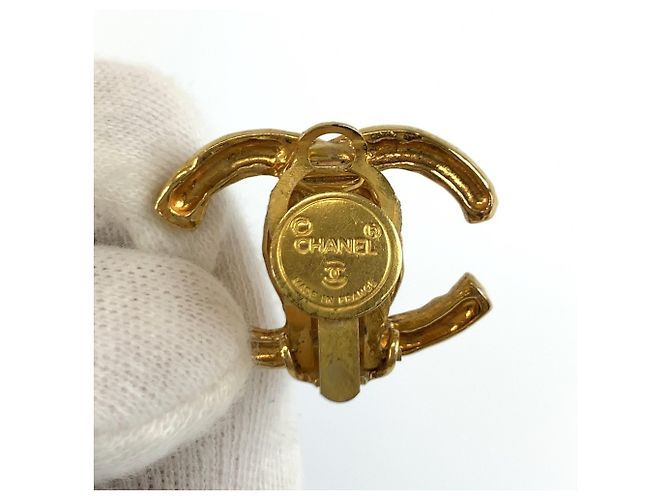 Chanel Vintage Coco Mark vergoldete Ohrringe Golden - Ansicht 4