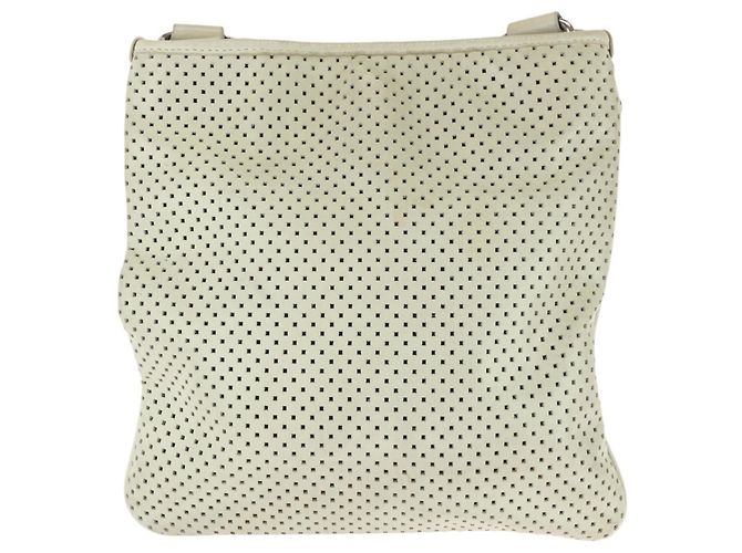 Bally Messenger-Tasche aus perforiertem Leder Weiß Roh - Ansicht 2