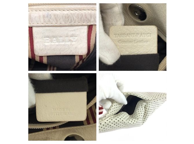 Bally Messenger-Tasche aus perforiertem Leder Weiß Roh - Ansicht 4
