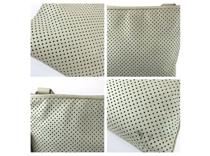 Bally Messenger-Tasche aus perforiertem Leder Weiß Roh - Ansicht 5