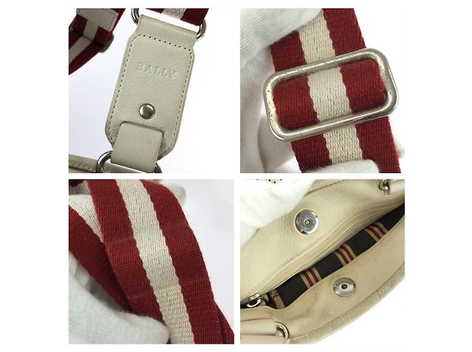 Bally Messenger-Tasche aus perforiertem Leder Weiß Roh - Ansicht 6
