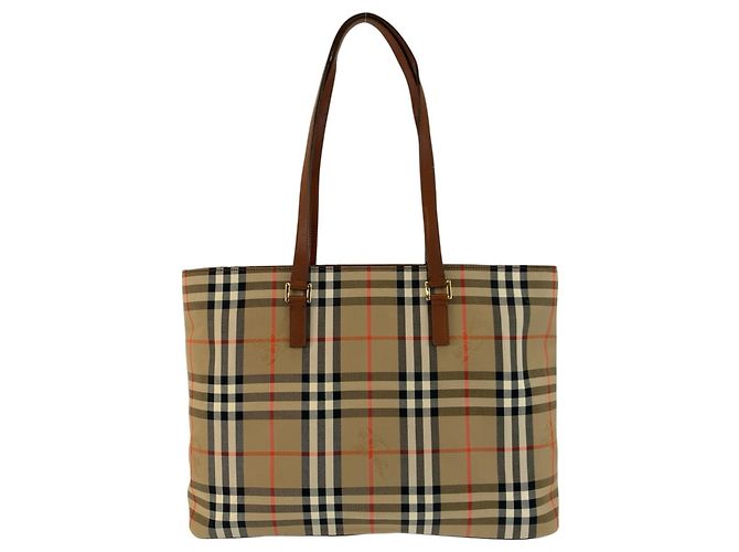 Borsa Tote Burberry in tela e pelle Marrone Beige - vista 2