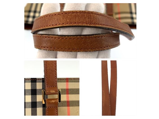 Borsa Tote Burberry in tela e pelle Marrone Beige - vista 5