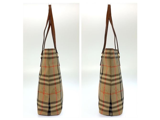 Borsa Tote Burberry in tela e pelle Marrone Beige - vista 8