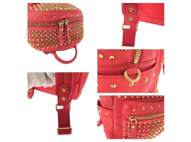 Mochila MCM em couro vermelho - vista 5