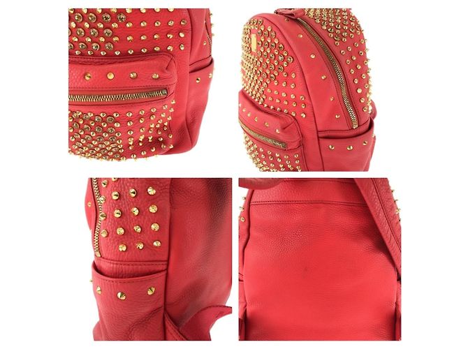 Mochila MCM em couro vermelho - vista 6