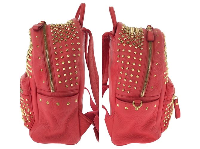 Mochila MCM em couro vermelho - vista 8