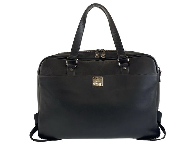 Borsa a tracolla business MCM in pelle nera Nero - vista 2