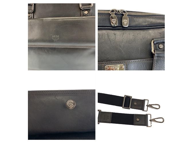 Borsa a tracolla business MCM in pelle nera Nero - vista 5