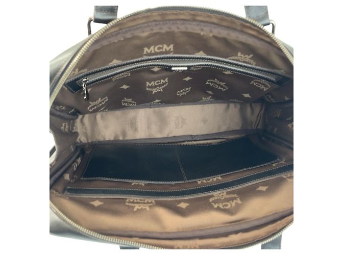 Borsa a tracolla business MCM in pelle nera Nero - vista 8