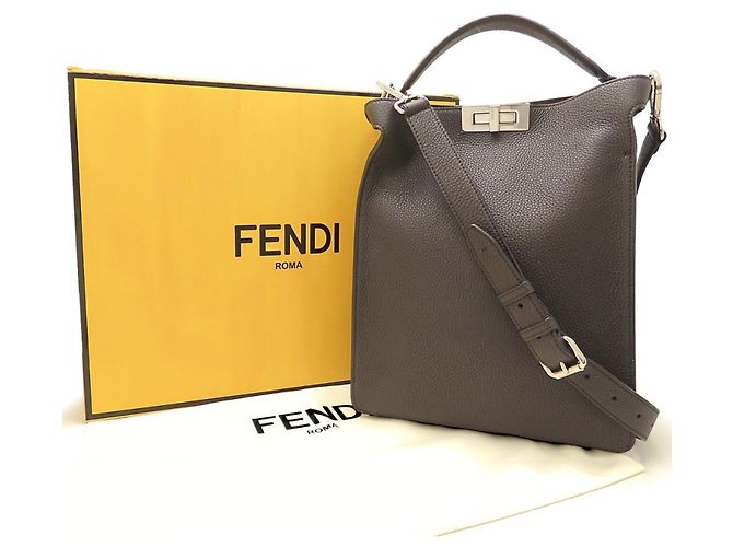 Borsa a tracolla 2-Way Fendi Peekaboo X-LITE Small Giallo Marrone scuro - vista 23