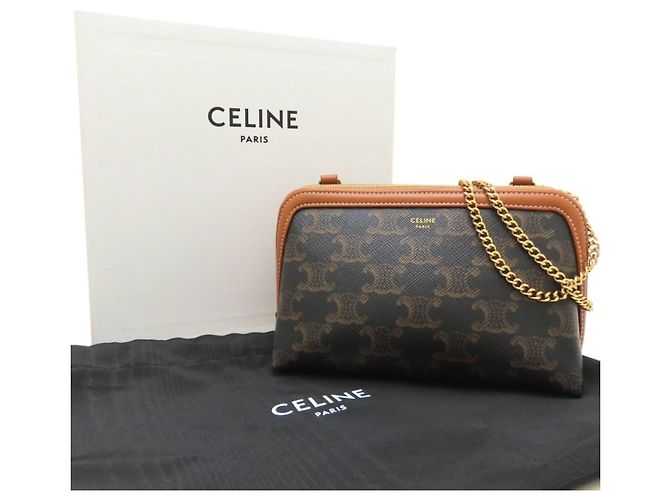 Céline Celine Schultertasche und Clutch mit Kette Braun - Ansicht 20