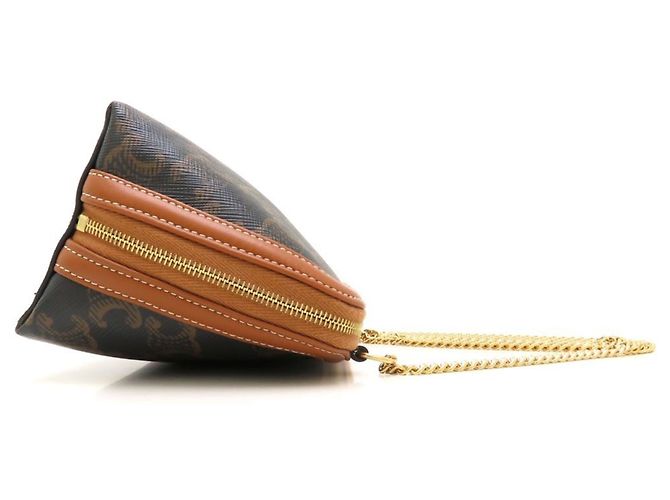 Céline Celine Schultertasche und Clutch mit Kette Braun - Ansicht 3