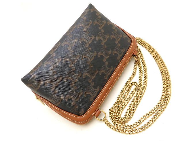 Céline Celine Schultertasche und Clutch mit Kette Braun - Ansicht 5