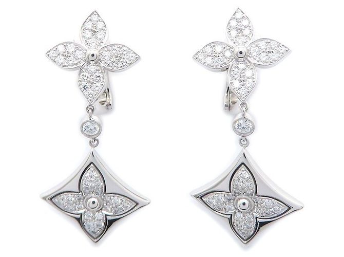 Pendientes Louis Vuitton Long Blossom Diamond Dorado - vista 2